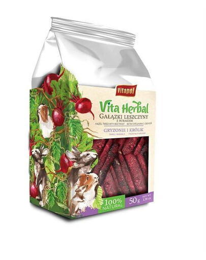 Vita Herbal pre hlodavce a králiky lieskové vetvičky s červenou repou 50 g