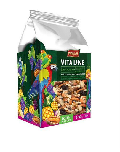 Vitaline Mix sušeného ovocia a orechov pre papagáje a exotické vtáctvo 200 g