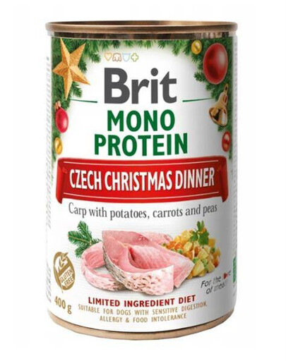 Brit mono proteín christmas carp konzerva pre dospelých psov s kaprom 400 g