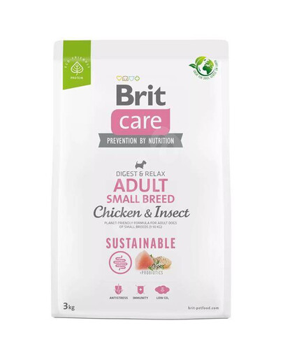 Brit care dog sustainable adult small chicken insect granule pre dospelých psov malých plemien 3 kg