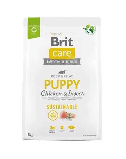 Brit care dog sustainable puppy chicken insect granule pre šteňatá a mladé psy 3 kg