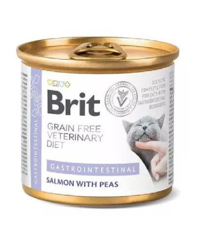 BRIT Veterinary Diet Gastrointestinal losos&hrášok pre mačky pre citlivý tráviaci systém 200 g