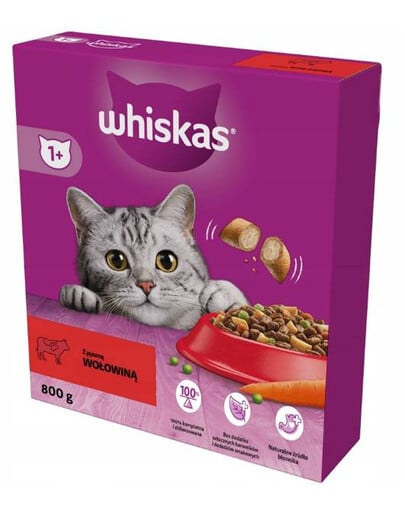 Whiskas granule s hovädzím mäsom pre dospelé mačky 800 g