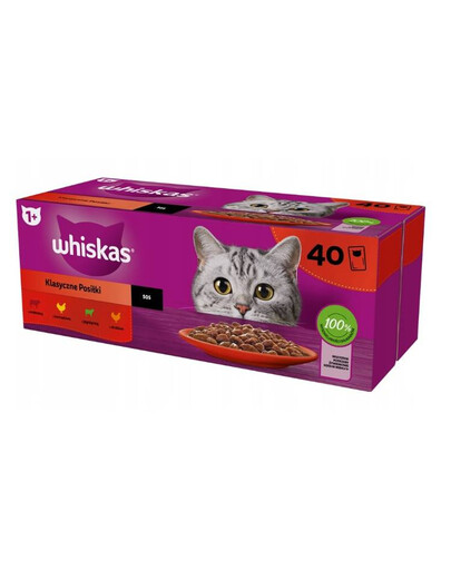 Whiskas kapsičky pre dospelé mačky s hydinovým, jahňacím, hovädzím a kuracím mäsom 40x 85 g