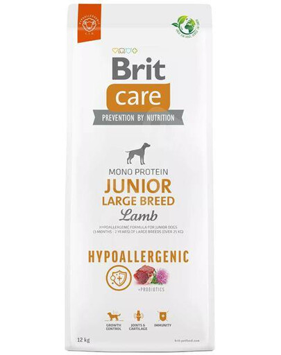 Brit care dog hypoalergénne junior veľké plemená jahňacie granule s jahňacinou pre mladých psov veľkých plemien 12 kg