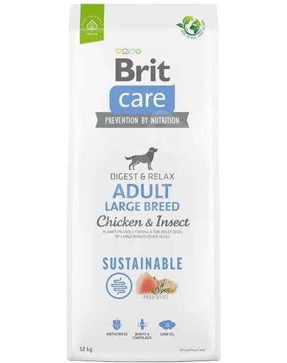 Brit care dog sustainable adult large breed chicken insect granule pre dospelých psov veľkých plemien 12 kg