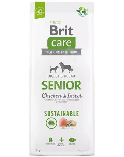 Brit care dog sustainable senior kuracie insect granule pre staršie psy 12 kg