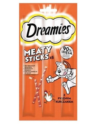 Dreamies Meaty Sticks maškrty pre mačky s kuracím mäsom 30 g