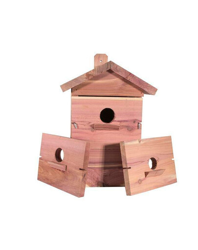 Hniezdo pre vtáky, cédrové drevo, 2ks vymeniteľných čiel, 21x15,5x32 cm
