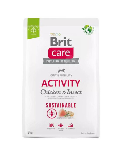 Brit care dog sustainable activity chicken insect granule pre aktívnych psov 3 kg