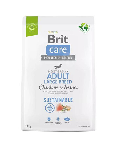 Brit care dog sustainable adult large breed chicken insect granule pre dospelých psov veľkých plemien 3 kg