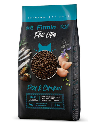 FITMIN Cat For Life Adult Fish and Chicken granule pre mačky s rybou a kuracím mäsom 8 kg