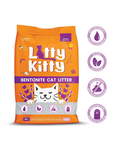 LITTY KITTY Levanduľové bentonitové stelivo 25 l (20 kg)