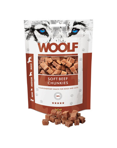 WOOLF pochúťka beef chunkies pre malé psy 100g