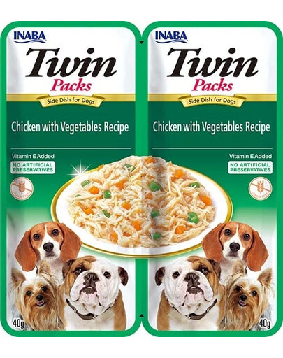 INABA Dog Twin Kuracie mäso so zeleninou vo vývare pre psov 2x40 g