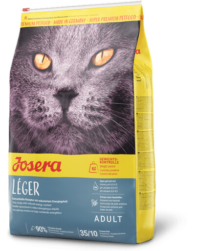 JOSERA Cat Leger pre menej aktívne dospelé mačky 10 kg + udica pre mačky ZADARMO