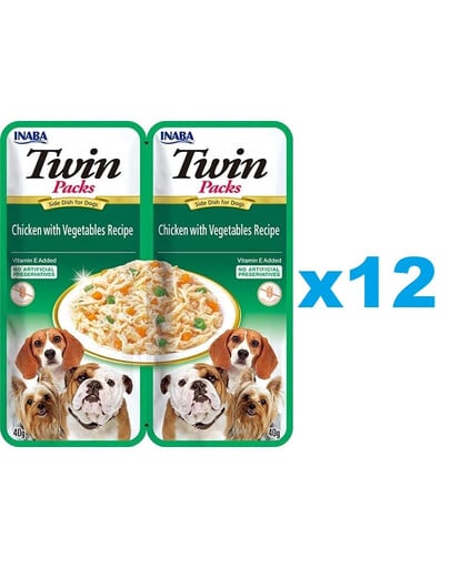 INABA Dog Twin Chicken, zelenina vo vývare pre psov 24x40 g