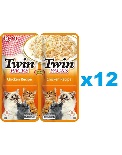 INABA Twin Kuracie mäso vo vývare pre mačky 24x40 g