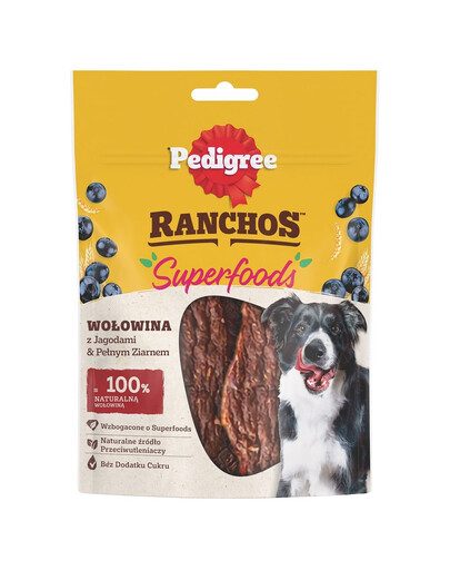 PEDIGREE Ranchos Superfoods z wołowiną, jagodami i pełnym ziarnem 70g