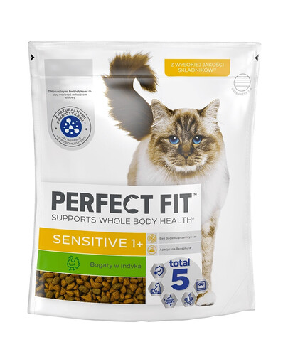 PERFECT FIT (Sensitive 1+) 750 g Bogaty w indyka - sucha karma dla kota z wrażliwym układem trawiennym