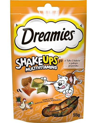DREAMIES ShakeUps Multivitamins 55g przysmak z kurczakiem, kaczką i kocimiętką dla kota