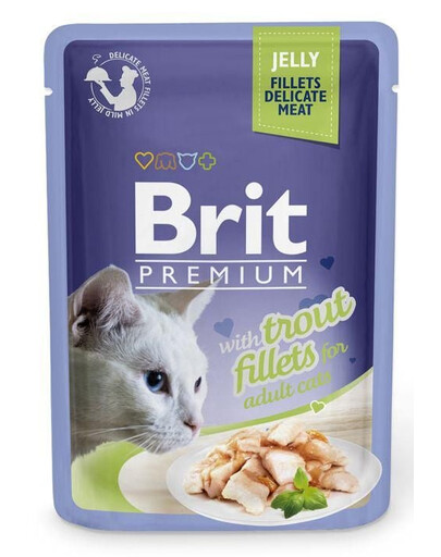 BRIT Premium Cat  Fillets in Jelly mokra karma z pstrągiem dla kotów 24x85 g