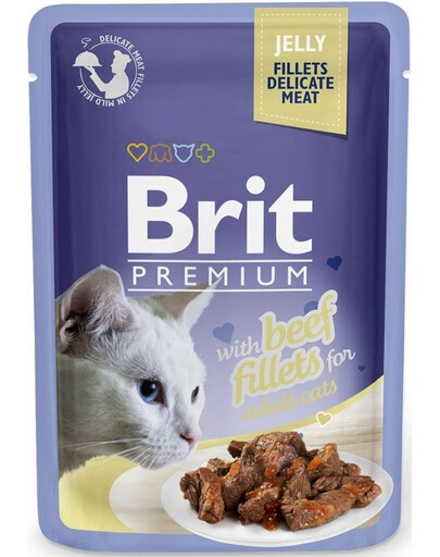 BRIT Premium Cat Delicate fillets in jelly s hovädzím mäsom v želé pre mačky 24x85g