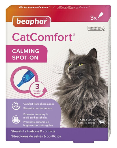 BEAPHAR CatComfort Calming Spot-On 3x0,55 ml s obsahom upokojujúcich feromónov pre mačky
