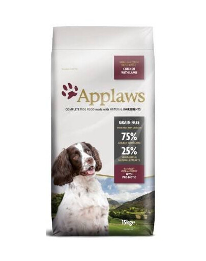 APPLAWS Small & Medium Breed Chicken & Lamb 15kg + Kuracie prsia vo vývare 36x156g ZDARMA