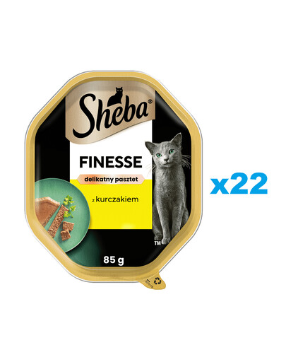 SHEBA Finesse 22×85 g Vanička s kuracím mäsom v paštéte pre mačky