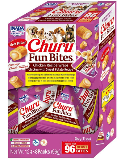 INABA Dog Churu Fun Bites Chicken with Pumpkin 8x12g kuracie a tekvicové wrapy pre psov