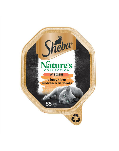 SHEBA Nature’s Collection vanička 22x85 g kompletné krmivo pre dospelé mačky kúsky s morkou ozdobené mrkvou v omáčke
