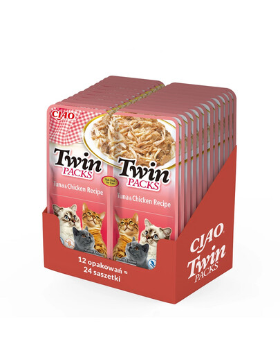 INABA Twin Tuniak s kuřecím masom vo vývare pre mačky 24x40 g