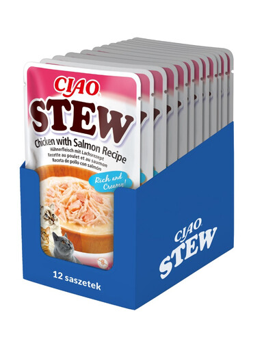 INABA CIAO Stew Dusené kura a losos 12x40g