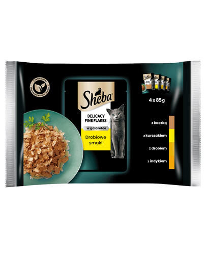 SHEBA Delicacy in Jelly Hydinové príchute - krmivo pre mačky v želé (s kuracím, morčacím, kačacím, hydinovým) kapsičky 4x85g
