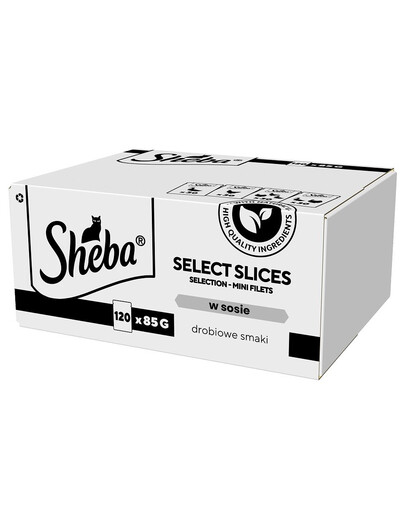 SHEBA Selection Select Slices hydinové maškrty v omáčke 120x85 g v kúskoch s omáčkou s: kačica, kuracie mäso, hydina, kačica a morka pre dospelé mačky