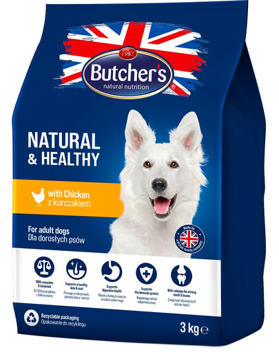 BUTCHER'S Natural&Healthy krmivo pre psov s kuracím mäsom 3 kg