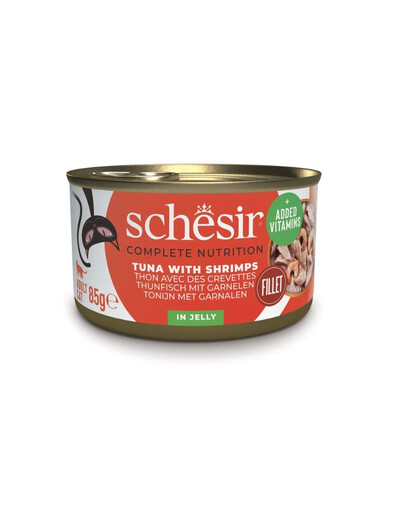 Schesir krmivo pre mačky tuniak v konzerve s krevetami v želé 85g