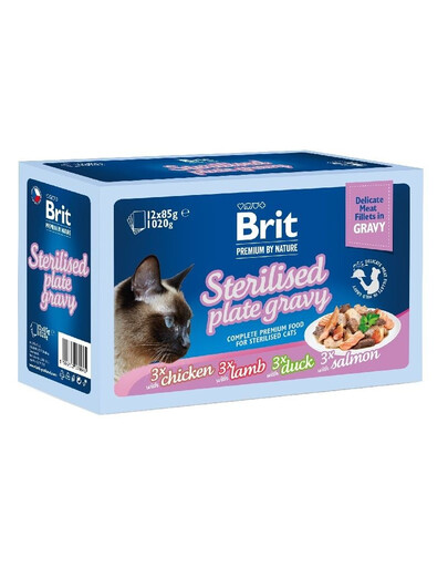 BRIT Premium by Nature Cat Delicate Fillets in Gravy Family Plate Sterilised 12x85g strava v omáčke pre dospelé sterilizované mačky