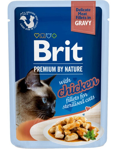 BRIT Premium By Nature Fillets in Gravy for Sterilized cats 24x84g S kuracinou pre sterilizované mačky