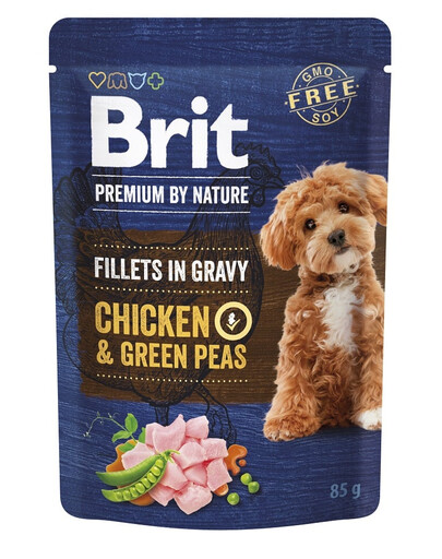 BRIT Premium By Nature Dog Fillets in Gravy Chicken & Green Peas 24×85 g s kuracinou a hráškom