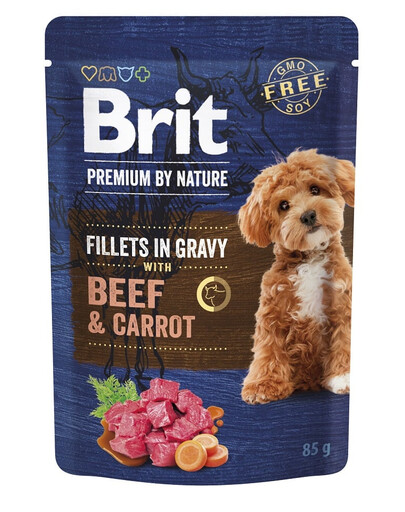 BRIT Premium Nature Dog Fillets in Gravy s hovädzím mäsom a mrkvou 24x85g