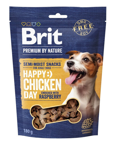 BRIT Premium by Nature Semi-moist Snack Chicken and Raspberry 180g polomäkká maškrta pre psov s kuracím mäsom a malinami