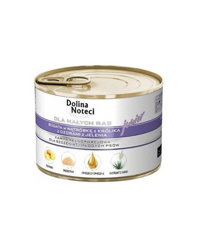 Dolina Noteci Premium Junior 12x185g - krmivo pre mladé psy malých plemien bohaté na králičiu pečeň s jeleními jazykmi 12x185g