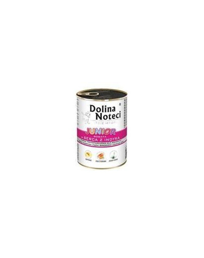 Dolina Noteci PREMIUM Junior konzervy pre mladých psov a šteňatá stredných a veľkých plemien s morčacím srdcom 400 g