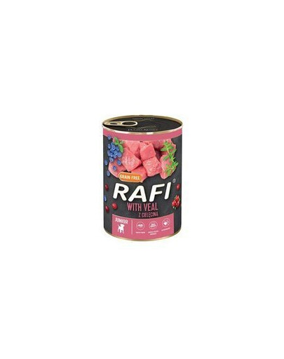 Rafi Junior konzerva pre psov teľacie mäso, čučoriedky, brusnice 400 g