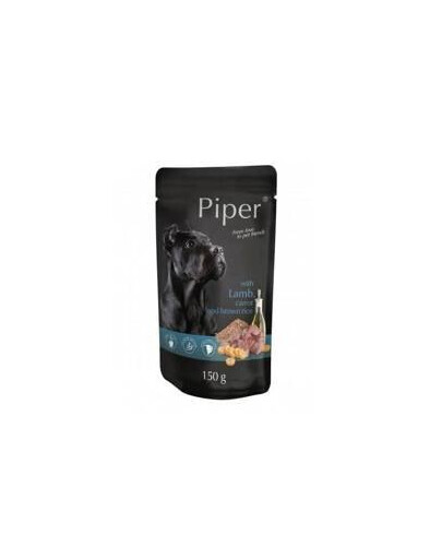 Piper vrecko pre psy veľkých a stredne veľkých plemien s jahňacím mäsom, mrkvou a hnedou ryžou 150 g