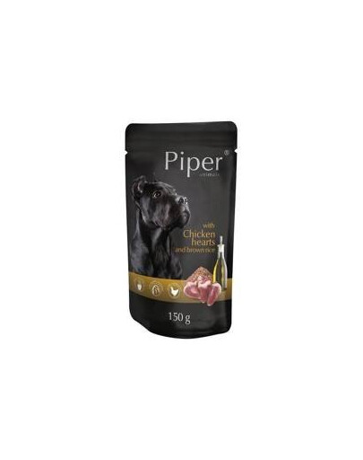 Piper vrecko pre psy veľkých plemien s kuracími srdiečkami a hnedou ryžou 150 g