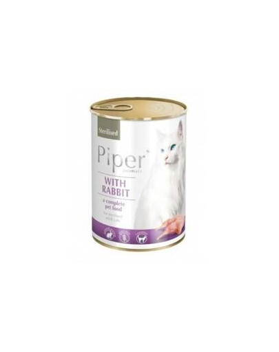 Piper so sterilizovaným králikom 400 g - mokré krmivo pre dospelé sterilizované mačky, 400 g
