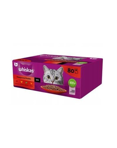 Whiskas kapsičky pre dospelé mačky s hydinovým, jahňacím, hovädzím a kuracím mäsom 80x 85 g